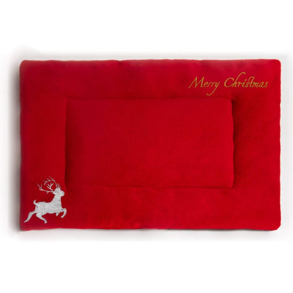 Ghzste Super Soft Fluff, Christmas Theme Cat Bed Mat Dog Bed Mat, Durable and Washable, for Small Medium Large Dogs Sleeping, Suitable for Dog Cages and Sofas (Red #91)