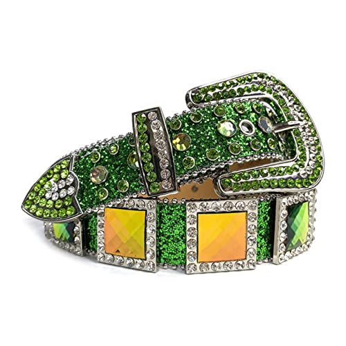 Rhinestone Belt for Women Men, Fashion Western Cowgirl Shiny Rivet Design Leather Belt