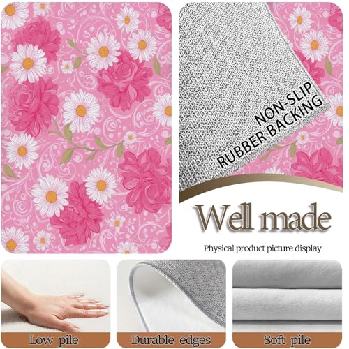 Tapis salon doux lavable antidérapant rose 140x200 - 8