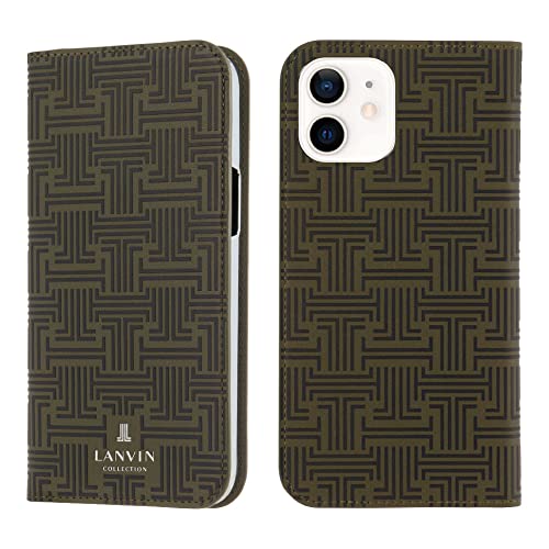 LANVIN COLLECTION (ランバンコレクション) iphone12mini ケース 手帳型 カード収納 Folio Case Monogram (Moss Green) 【日本正規代理店品】