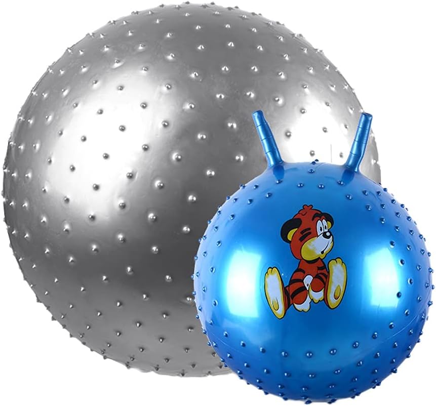 Kalkal Silver Yoga & Pilates Exercise Ball, Anti-Burst Stability Ball with Massage Particles, Non-Slip, 1 Pack