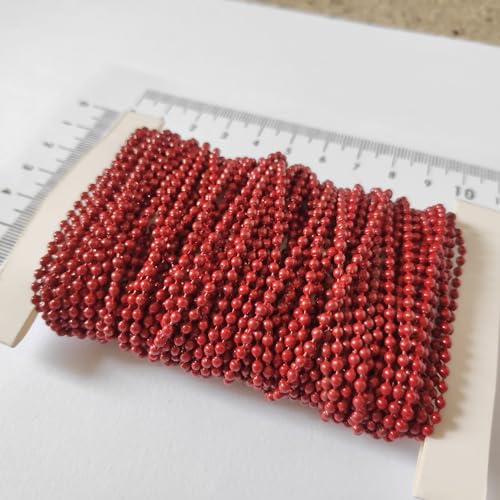 Image of GoSetGet! 12 mtr-LITE Maroon /Wine -1.5mm Metal Ball Chain for LIPPAN Art, Rangoli, Jewelry Making, Crafts, Decorative, Long Lasting Finish (12 Mtr MaroonLite)