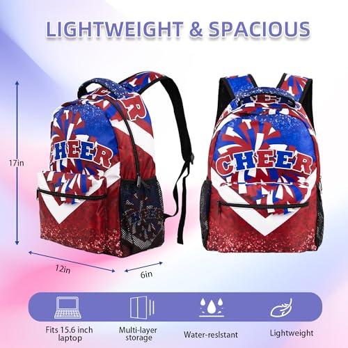 Image of Cheer Backpack for Cheerleaders, Cheerleader Backpack for Women, Cheerleading Gifts for Teams (Blue&Red)
