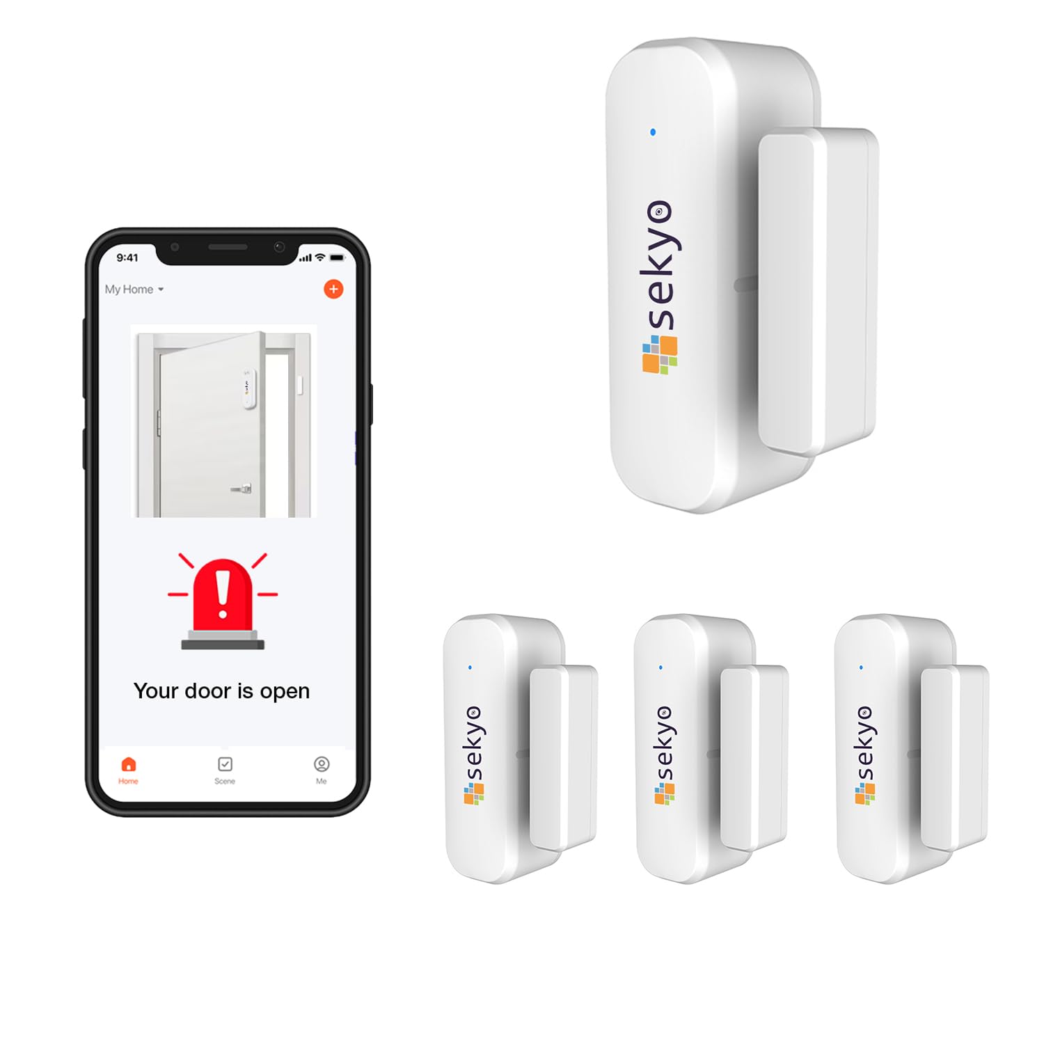 (2 Qty) Smart WiFi Door & Window Sensor for Home| No Hub Required | Free App Alert, Works with Tuya Smart Life Devices, Compatible with Alexa, Google Home, Siri (No Siren but Phone Notification)