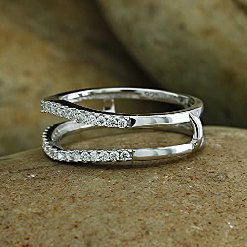 1/3 Carat (ctw) Lab Created Moissanite & Lab Grown Diamond Curved Enhancer Guard Ring In 14K Gold Over Sterling Silver For Womens (0.33 Cttw), Gift For Her3