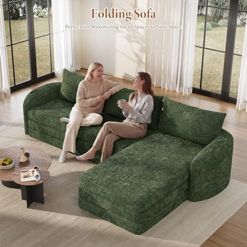 Image of Vesgantti 6 in 1 Convertible Folding Sofa Bed, Futon Sectional Couch, Green