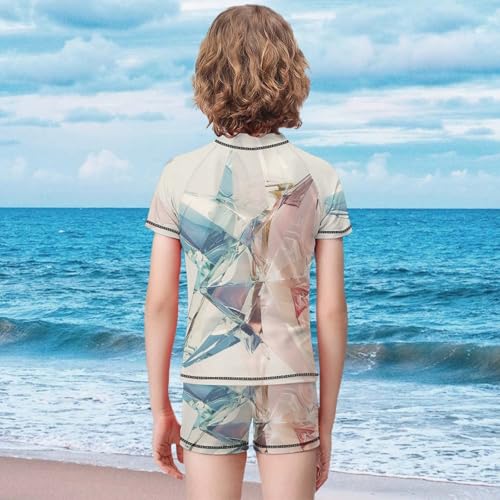 Shiny Blue and Pink StarChildren's Casual Swimsuit Set - Simple and Versatile6-7Y（110cm）2