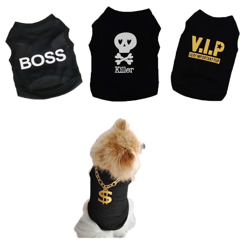 Clopon Dog Shirt 4Pcs Pet Cute Printed Sweatshirts Puppy Top Breathable Soft Clothing Cat Dogs Shirts