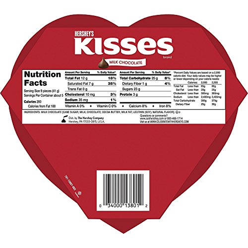 Hershey's KISSES Milk Chocolate Candy Valentine's Heart Box, 7 Ounce