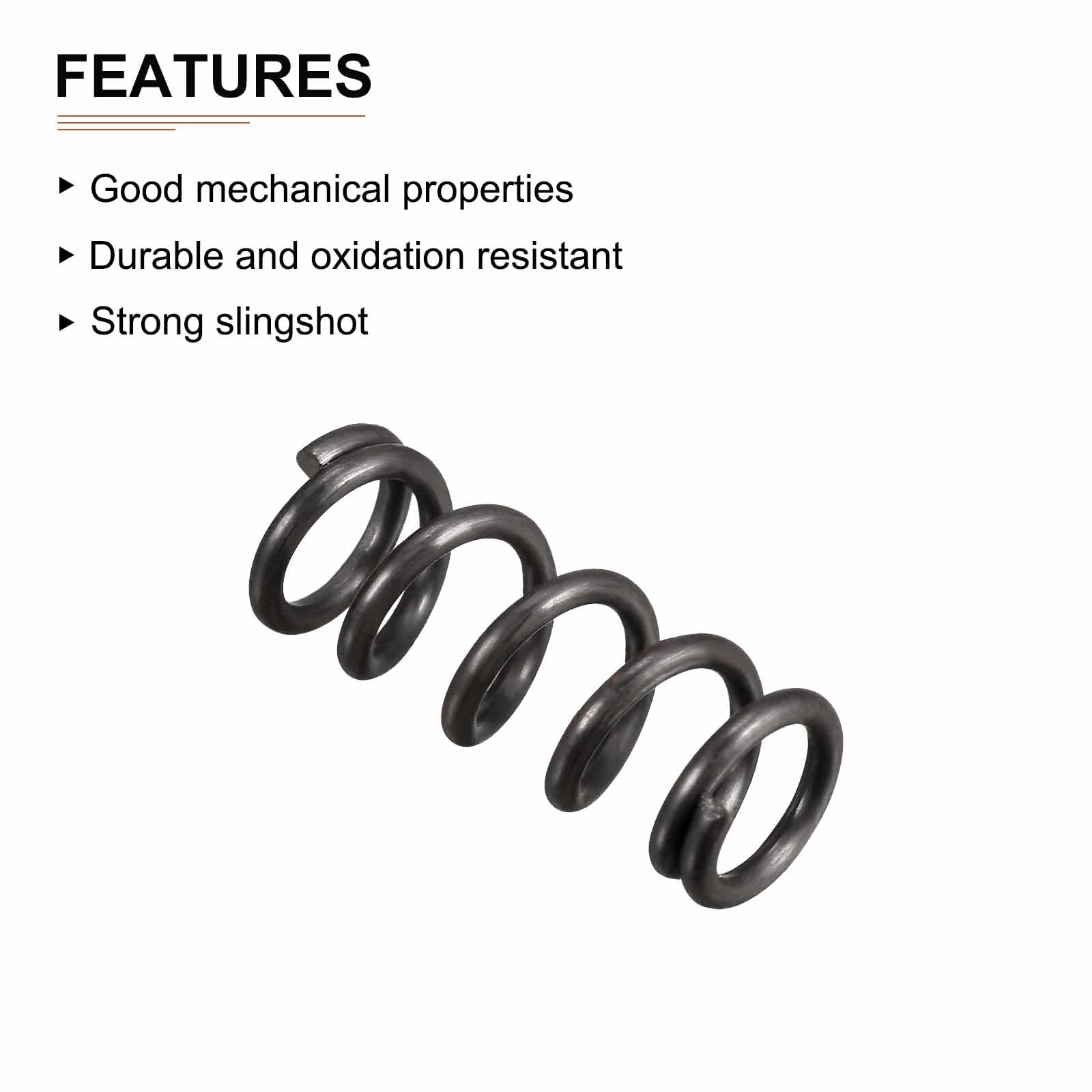DTGN 1.2x8x20mm(DxODxL) Compression Spring - 20Pack - Good for Machinery - Spring Steel Extension Spring - Black - Image 3