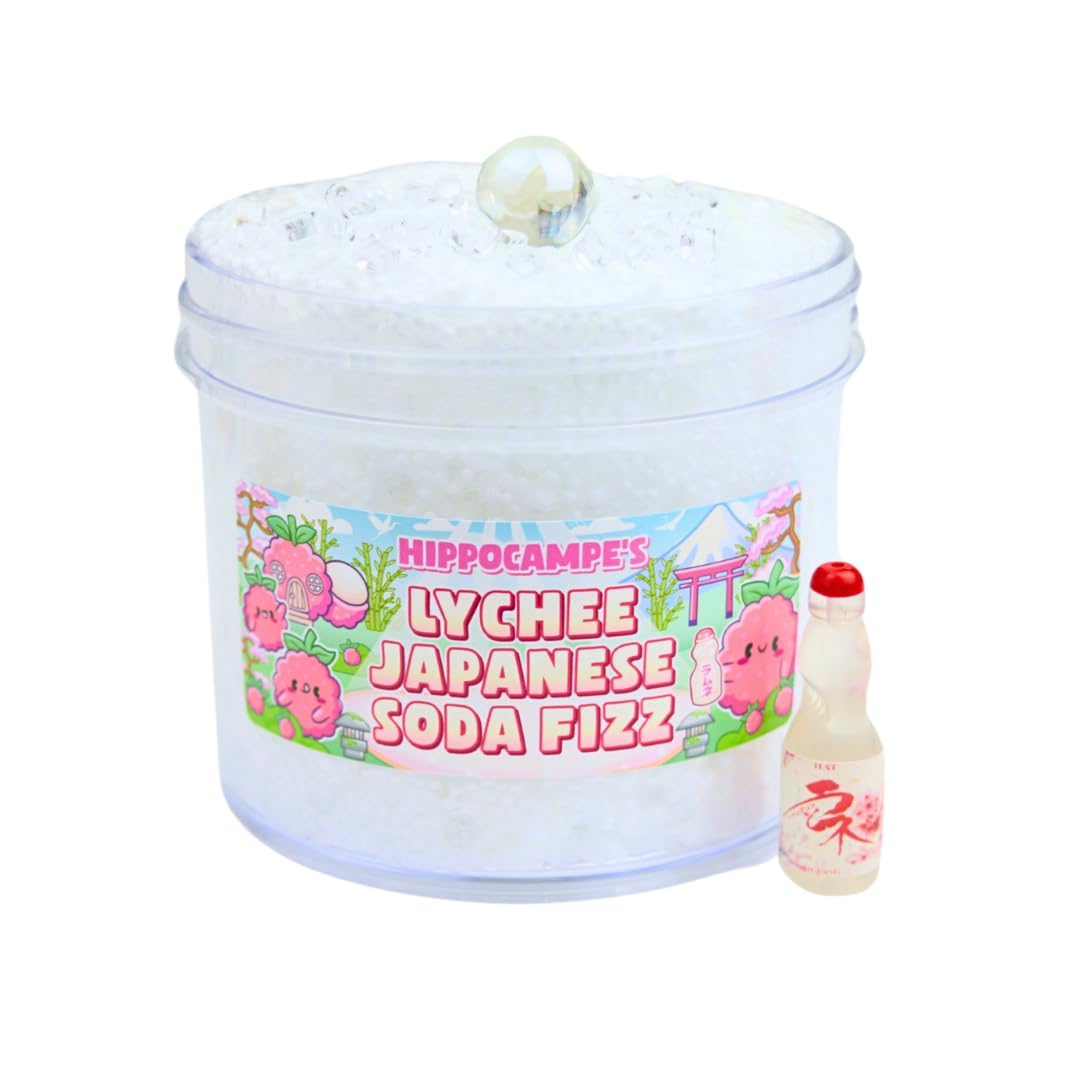 Lychee Japanese Soda Fizz Slime (SCENTED) | Handmade Slime | Hippocampe Slimes (4OZ)