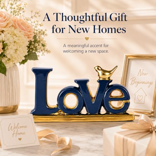 Figura decorativa Love azul y dorado para hogar miniatura 6