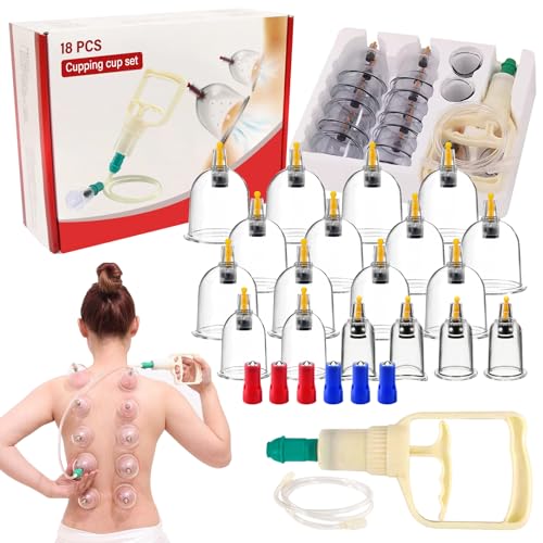 Set De 18 Erapia De Ventosas, Tamaño Grande Ventosas Fisioterapia, Juego De Terapia De Ventosa, Juego De Vidrio De para músculos corporales, dolor de espalda, masaje
