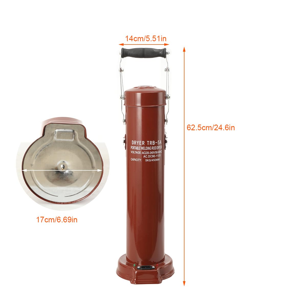 Schweißstab-Aufbewahrungsbehälter 5kg 65x18cm wasserdicht | 220V10A, 130°C ±20°C, für Schweißelektroden-Aufbewahrung.