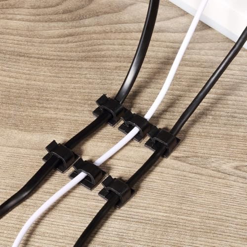 Kryzulax 50 Stück Kabelhalter Selbstklebend,Kabel-Clips,Kabel-Organizer,Kabel Haken Draht Halter für Kabelmanagement-ideal für Zuhause, Büro, Auto, Nachttisch, Schreibtischzubehör(Schwarz)