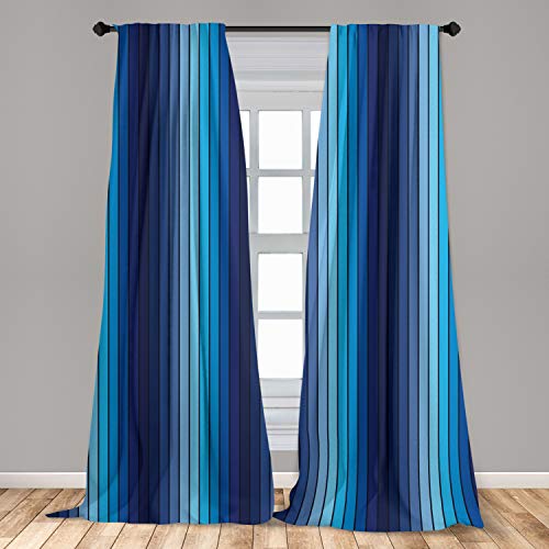 Ambesonne Navy 2 Panel Curtain Set, Plaques in Marine Tones Border Lines Sketchy Details Print Image, Lightweight Window Treatment Living Room Bedroom Decor, 56 x 95 , Blue