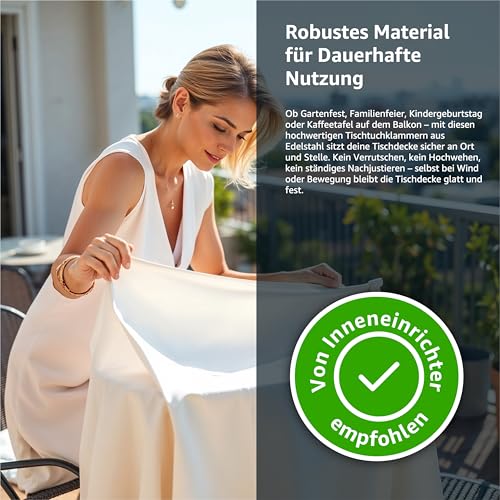 Foto von TK Gruppe Timo Klingler 10 Stück Tischtuchklammern Tischlammern Klammern Set für Dicke & dünne Tische - Tischtuchhalter - Tischtuch Tischdeckenklammer als Klemme für Tischdecken, Tische