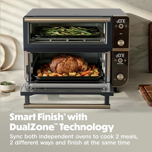 Image of Ninja Double Oven Pro Smart XL Countertop Oven & Air Fryer | 30.2 Qt Capacity | 12-in-1 with Smart Finish & DualZone Tech to Cook 2 Meals at Once | Fits up to 4.5lb Chicken | Cyberspace | DCT801BL