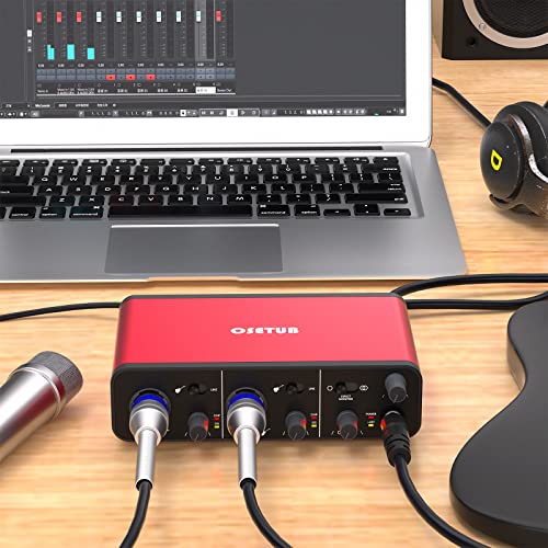 2I2 Usb Audio Interface With 48V Phantom Power 24Bit/192Khz For The Musicians, Vocalist, Podcaster Or Producer,Usb Audio Interface Works With Most Daws And Recording Software (Ar004A-R) #TOP4