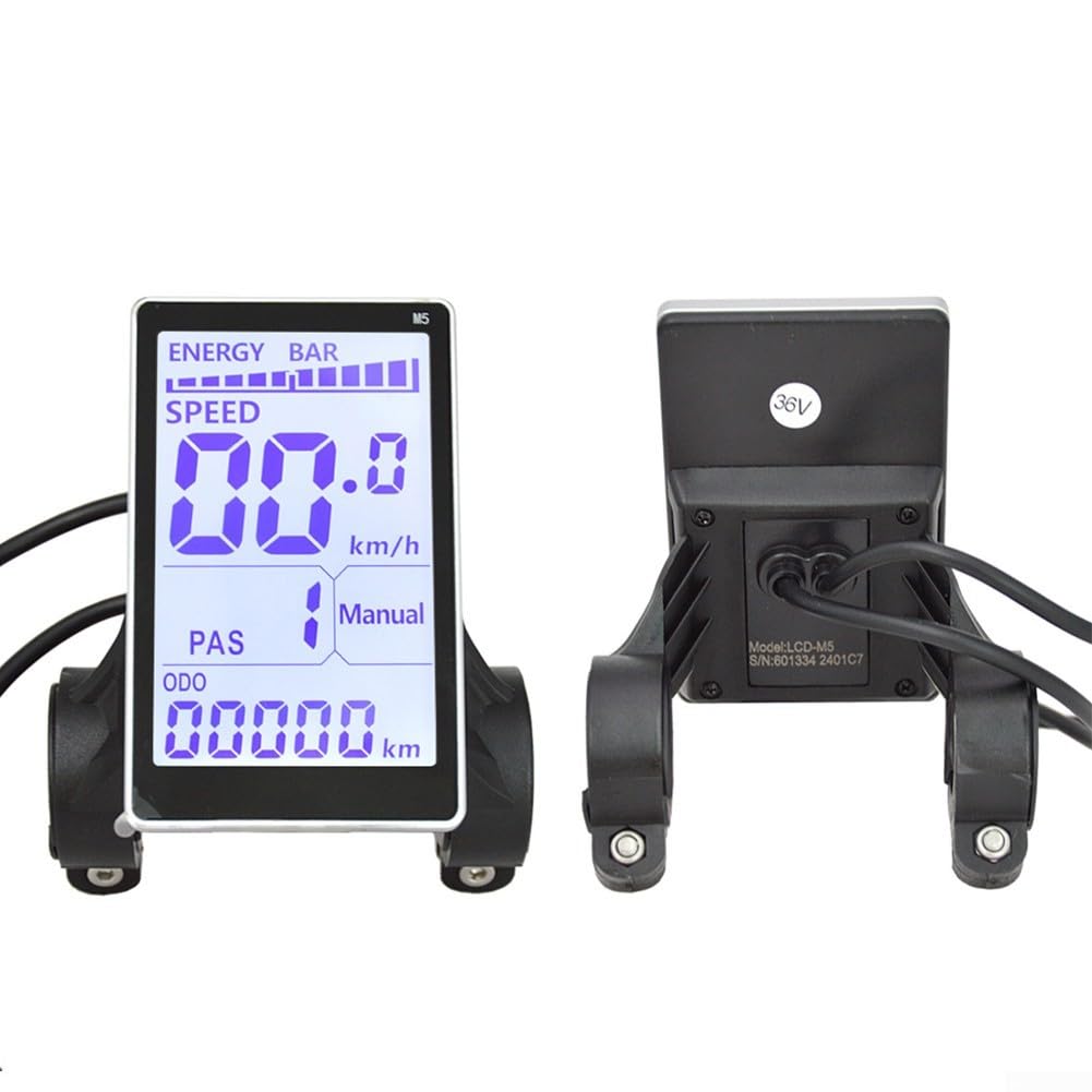 Oniissy Gear Ebike Tachimetro,Tachimetro per bici elettrica M5 Display LCD Mete,Display Dati Schermo Meter con connettore a 5 pin, 24V 36V 48V 60V