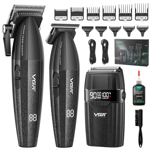 VGR 640 S3 Tondeuse Cheveux Pour Hommes Professionnel, Sans Fil Tondeuse Finition et Rasoir À Grille Kit de Coupe de Cheveux, Set de Barbier Rechargeable avec...