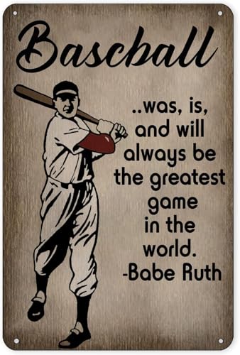 Vintage Baseball Tin Sign Babe Ruth Quote 8x12 Man Cave