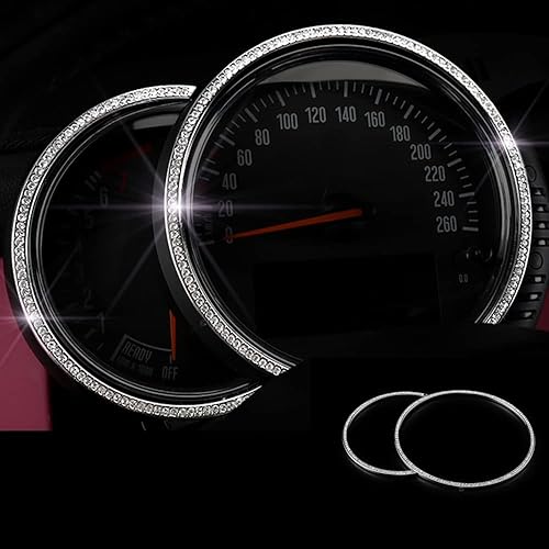 Accesorios interiores brillantes para Mini Cooper F54 F55 F56 F60 con diamantes de imitación de cristal de modificación de moda (plata, tacómetro