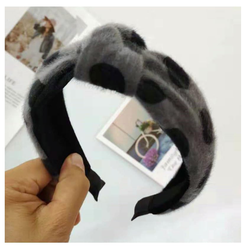 Pmnzdy Leopar desenli pelüş saç bandı, tatlı noktalar, saç bandı, geniş, kaymaz, kenar, düğümlü saç bandı, şık hayvan desenli, kadınlar ve kızlar için saç takısı, 6#
