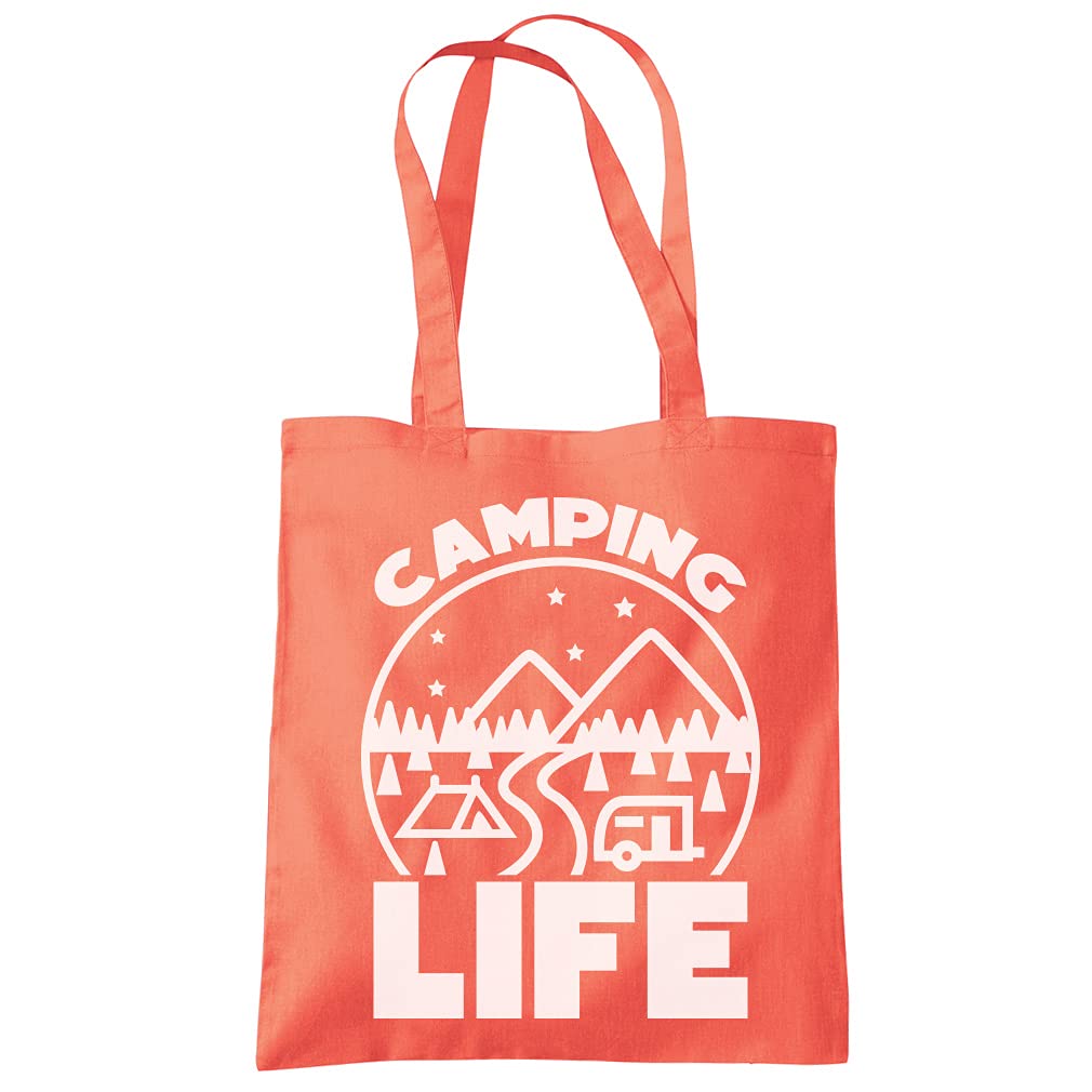 HotScamp Camping Life - Tote Shopping Bag - Campervan Caravan Motorhome One size coral