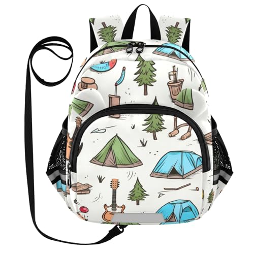 Kid's Backpack for Boys & Girls Toddler Bag Camping Cactus Guitar Backpack with Safety Leash