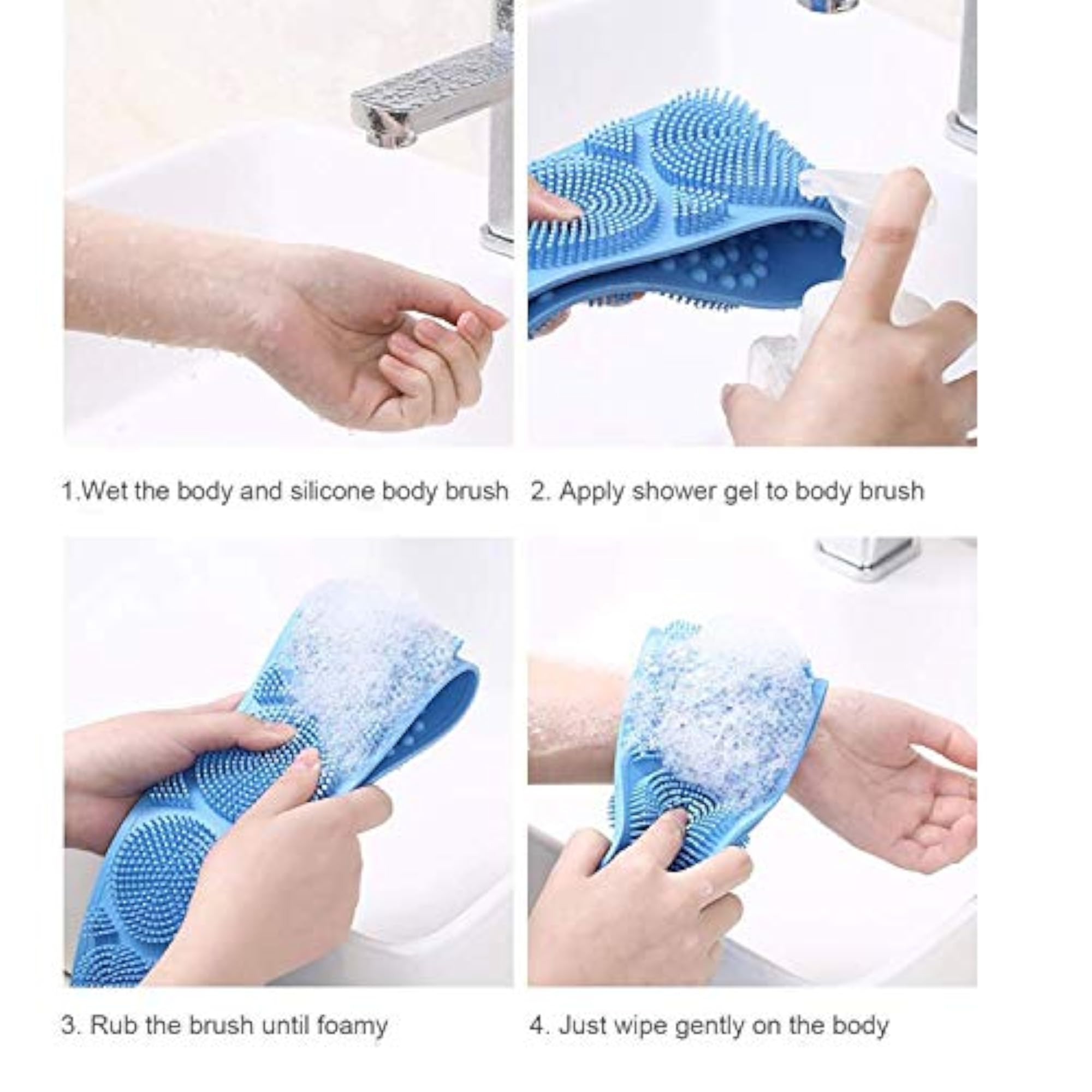 Silicone Body Back Scrubber, Double Side Bathing Brush