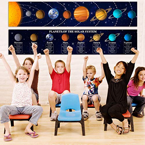 Merrisport Solar System Poster Science Banner Solar System Planet Educational Teaching Wall Maps For Kids Classroom Bedroom Wall Charts #TOP2