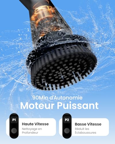 Brosse électrique nettoyage Leebein 2025 avec 7 têtes interchangeables et manche extensible - 3