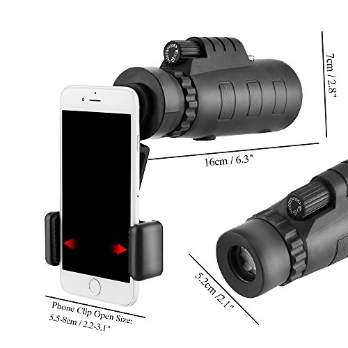 Kit de clipe de lente para câmera celular, universal, 40 x 60 HD, telescópio monocular, lente de tel