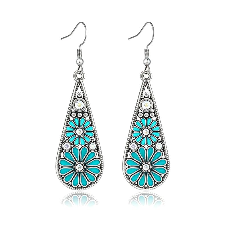 Boucles d'oreilles cristal bohème fait main en émail vintage
