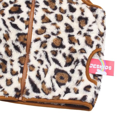 Image of JESKIDS Girls' Boys Sherpa Fleece Vest Outwear Lightweight Solid Color Cute Jacket with Pockets 2-11 Years