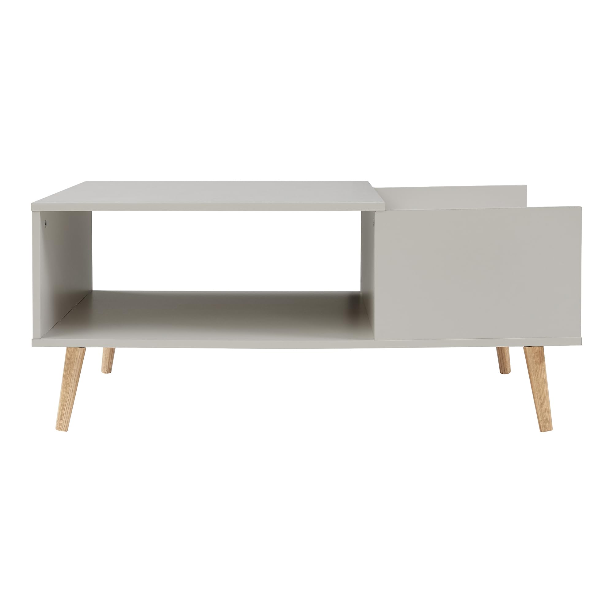 [en.casa] Mesa de Centro Hallevil con Tablero Rectangular Mesita de Café con Compartimento Abierto y Cajón Mesa Auxiliar de Sofá Salón Despacho 106 x 59 x 44 cm - Blanco