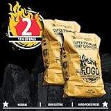 FOGO Super Premium Hardwood Lump Charcoal, Natural, Large Sized Lump Charcoal for Grilling and Smoking, Restaurant Quality, 17.6 Pound Bag, 2-Pack