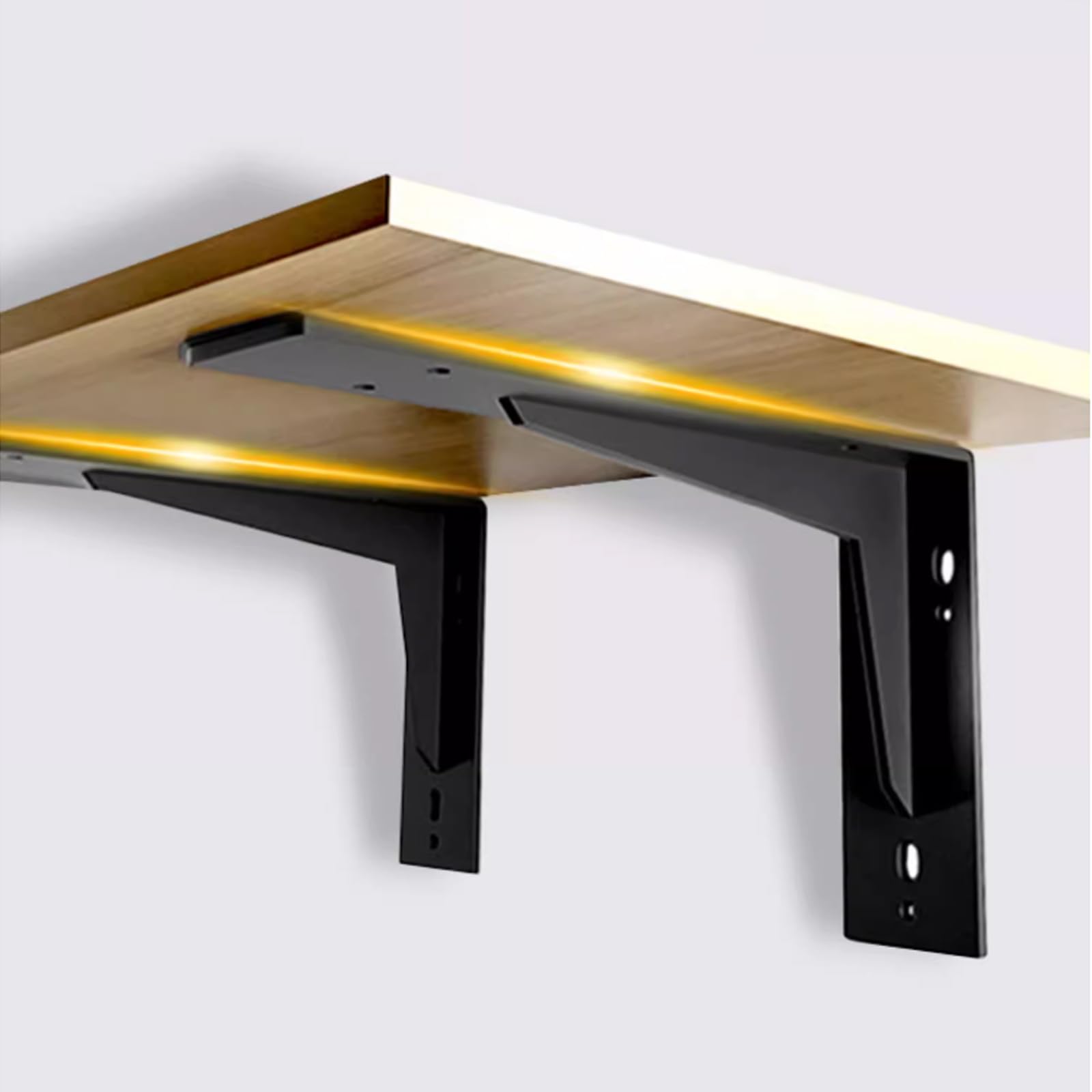 2 Piezas Soportes para Estantes Pesados,Escuadra para Estanterías en Forma de L,Soportes Flotantes para Estantes Montados en la Pared de 90 Grados Angular,con Tornillos,Negro (50cm)
