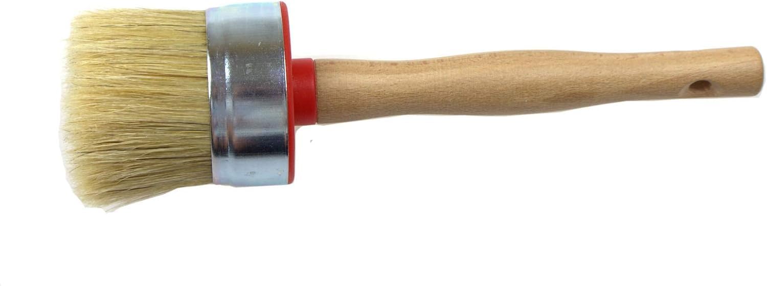 EFO Round Paint Brush Ø 55 mm | Paint Brush with Natural & Synthetic Bristle Blend | Furniture Paintbrush for Chalk Paint, Wax, Varnish, and Oil | Wax Brushes for Furniture | Ergonomic Wooden Handle