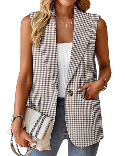 Mina Self 2025 Fall Women's Sleeveless Vest Blazer - Fully Lined Lightweight Fashion Casual Work Office Tops with Pockets2