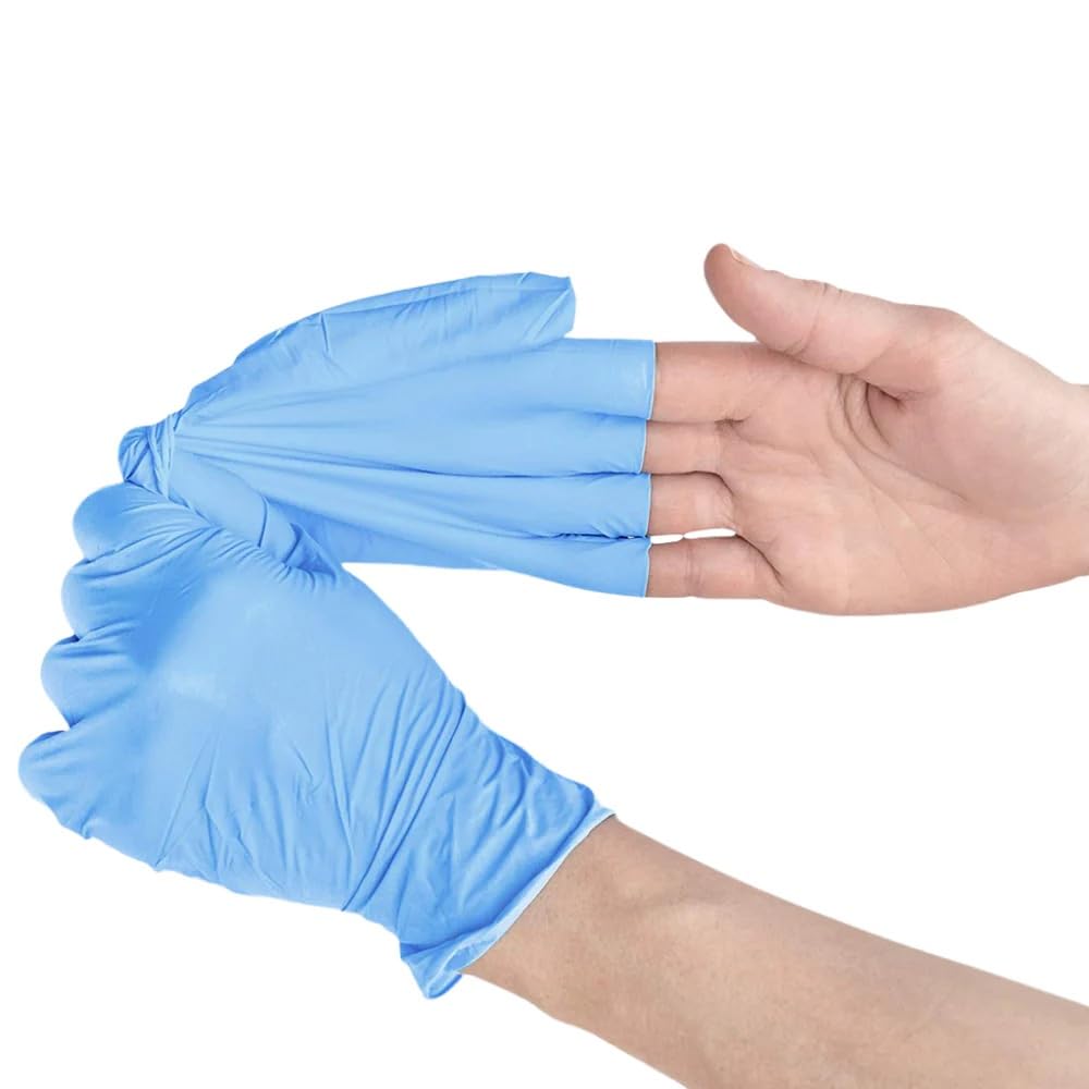 Gold Global Blue Nitrile Gloves 4 Mil, Powder-Free, Latex-Free. Disposable Blue Nitrile Gloves | 4 Mil Thickness, Rubber Free - 4