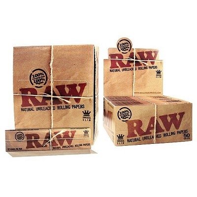 50 Stück Raw King Size Slim Zigarettenpapier, 50 Heftchen = 1600 Papers ITK _ Trade