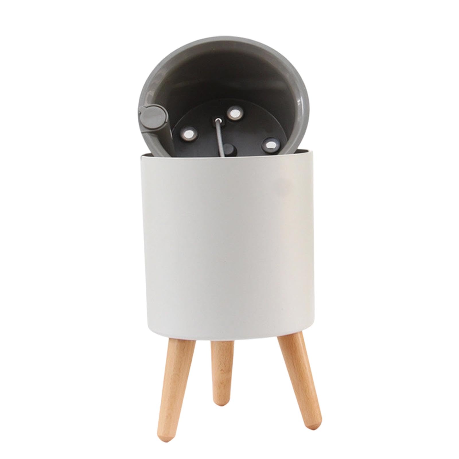 Vaso da Fiori Autoportante con Gambe in Legno E Indicatore di Livello dell'Acqua Basso, Fioriera Decorativa in Resina, Adatta per Casa, Ufficio, B, Bianco