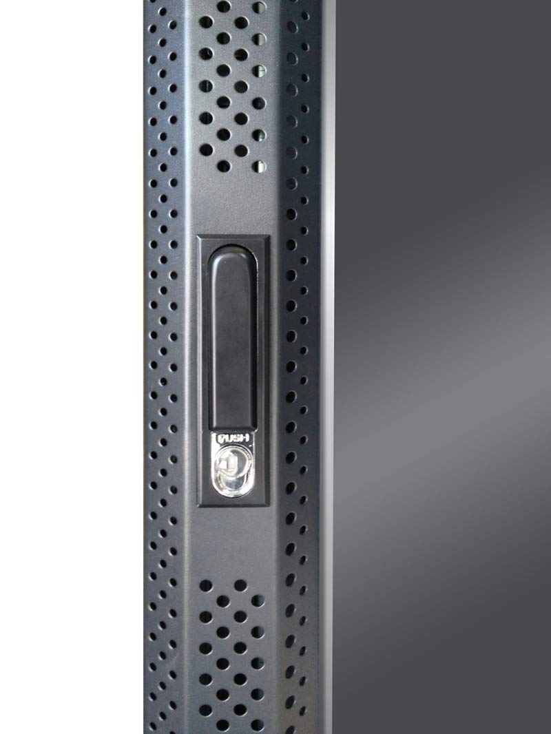 WAYTEX 37448M Baie Serveur 42U 800x1000, Brassage Informatique 19 Pouces, Porte Avant vitrée à Serrure et Double Porte Arrière Saloon nids d’Abeille – Noir, Livrée montée sur Palette