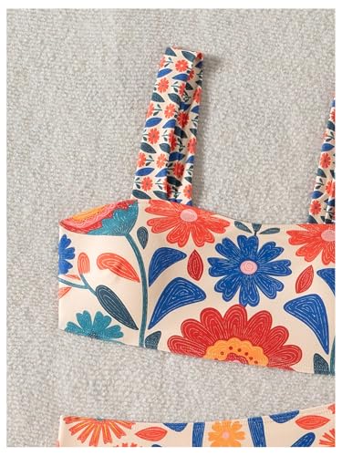 Women's 2 Piece High Waisted Bikini Sets Graphic Wireless Bathing Suit Padded Beach Swimsuits4