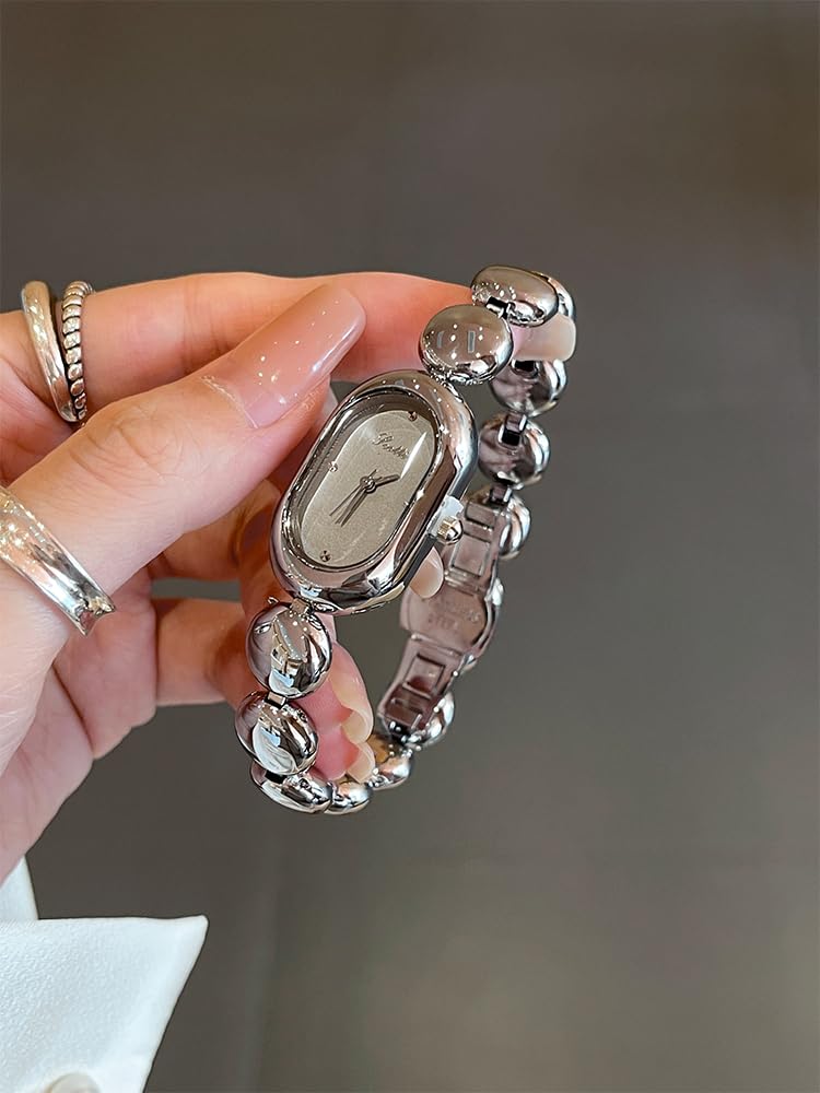 Gosasa Vintage zierliche Damen Quarz Armband Uhr - Luxus Minimalistisch Oval Gold Zifferblatt Slim Elegant Kleid Damen Diamant Armbanduhr Wasserdicht