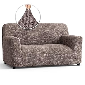 PAULATO BY GA.I.CO. Loveseat Slipcover – Oversized Chair Cover – Stretch Couch Cover – Cushion Love Seat Sofa Cover – 1-Piece Form Fit Washable Protector – Microfibra Collection – Taupe