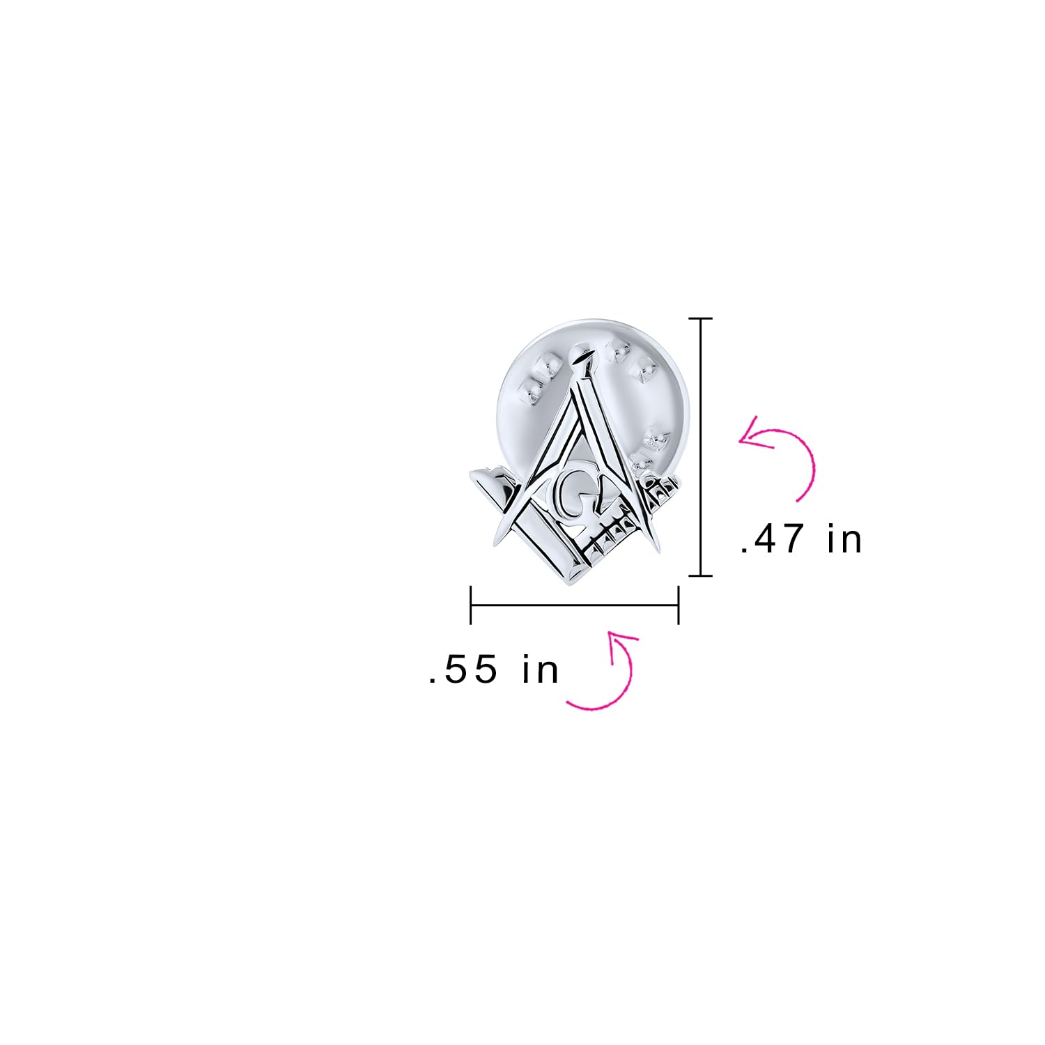 Unisex Compass Masonic Freemason Push Pin Pendant Stud Earrings For Women Oxidized .925 Sterling Silver