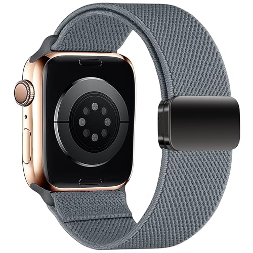 適用するApple Watch 44mm 45mm 46mm 49mm、40mm 41mm 42mmナイロンウォッチバンド、iWatch Series 10/9/8/7/6/5/Ultra/SE/SE2 に対応、伸縮性のあるスポーツウォッチベルト、磁気バッ